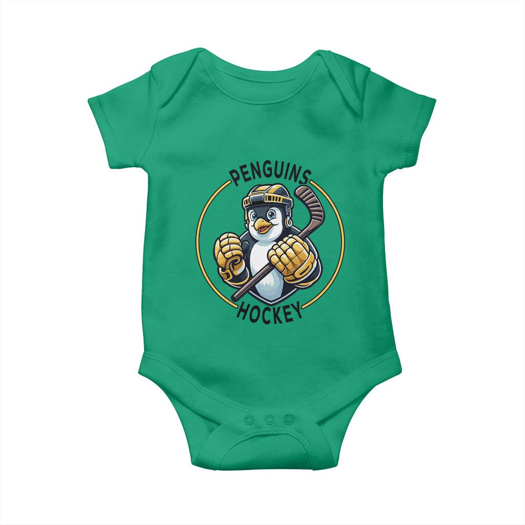 Funny Penguin Hockey Player Baby Onesie Gift For Animal Lovers - Wonder Print Shop