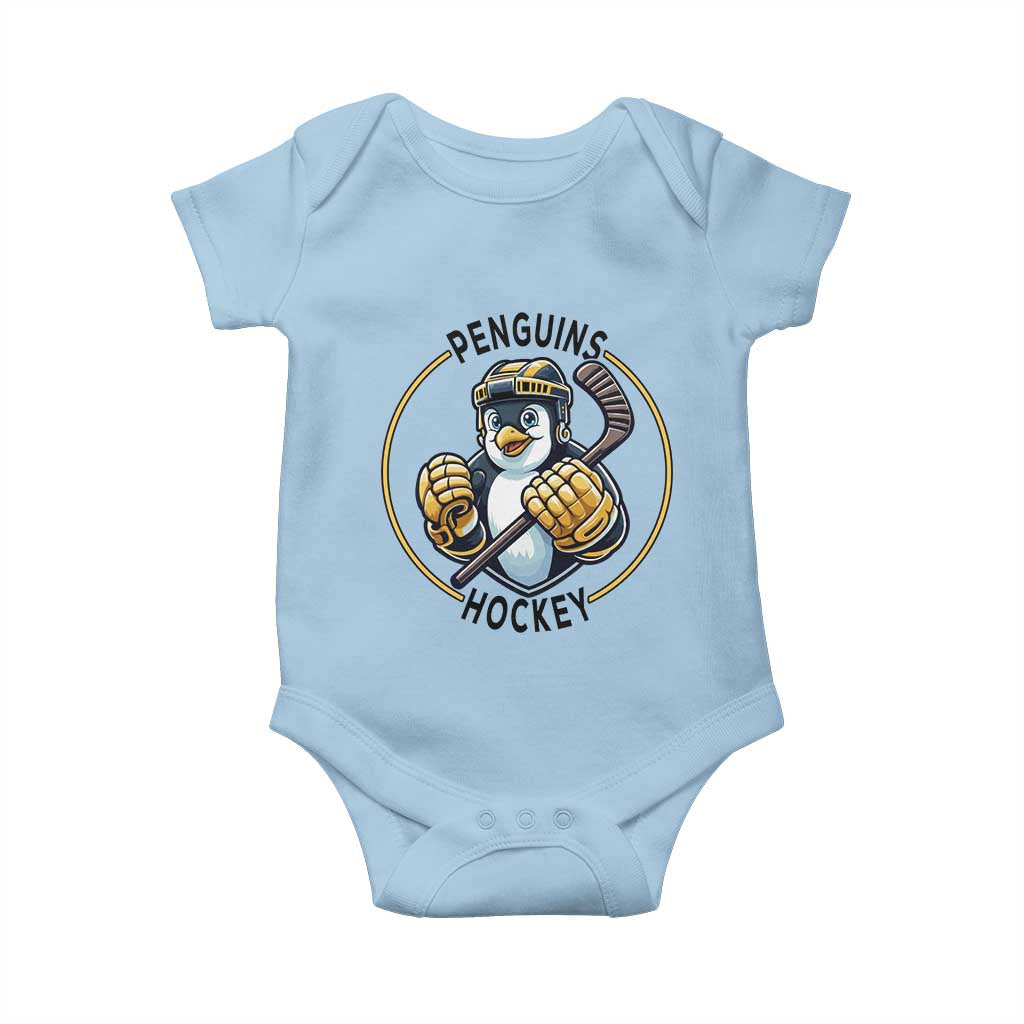 Funny Penguin Hockey Player Baby Onesie Gift For Animal Lovers - Wonder Print Shop
