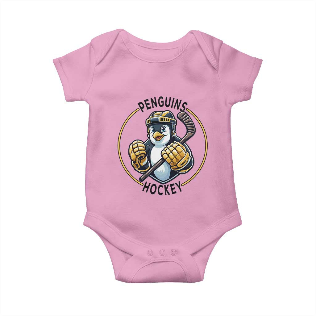 Funny Penguin Hockey Player Baby Onesie Gift For Animal Lovers - Wonder Print Shop