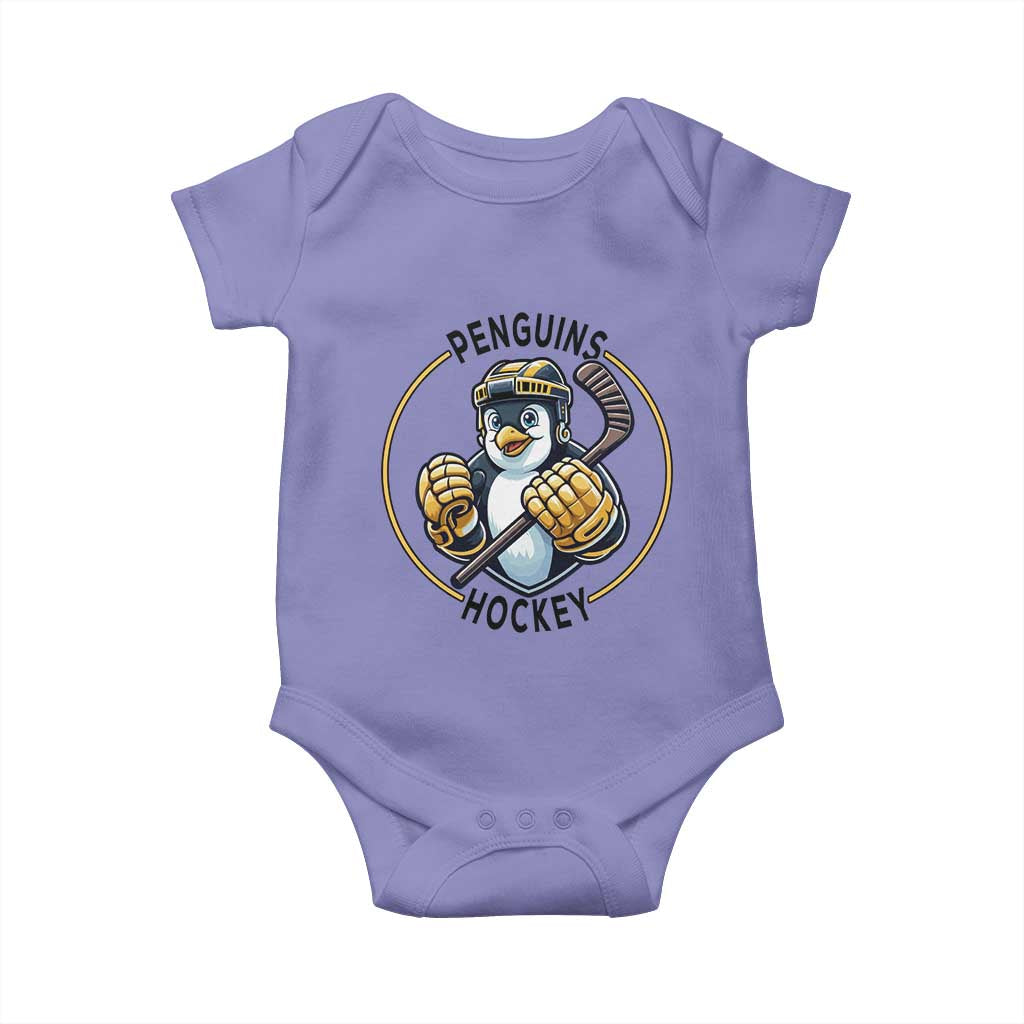 Funny Penguin Hockey Player Baby Onesie Gift For Animal Lovers - Wonder Print Shop