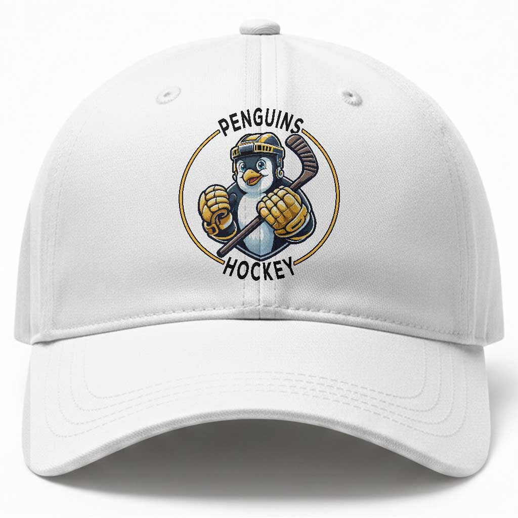 Funny Penguin Hockey Player Baseball Cap Gift For Animal Lovers