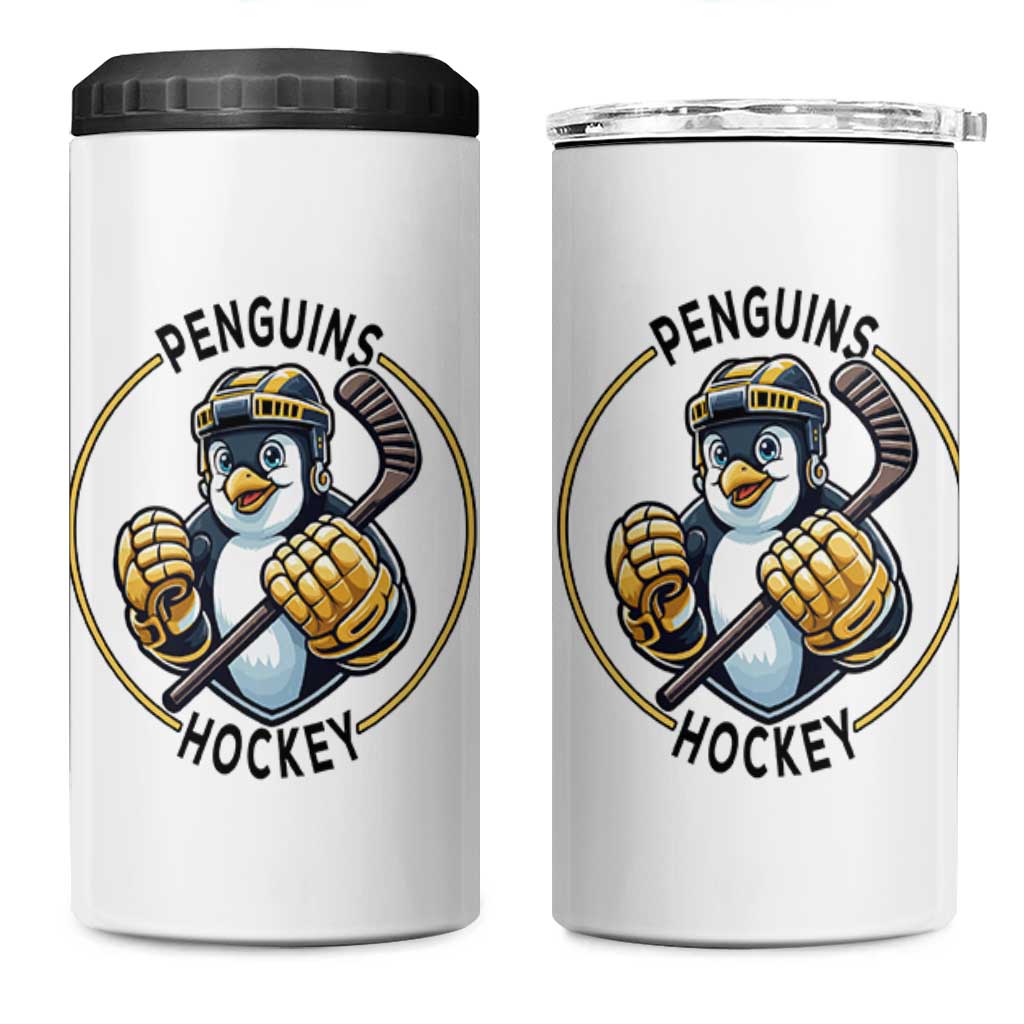 Funny Penguin Hockey Player 4 in 1 Can Cooler Tumbler Gift For Animal Lovers - Wonder Print Shop