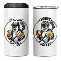 Funny Penguin Hockey Player 4 in 1 Can Cooler Tumbler Gift For Animal Lovers - Wonder Print Shop