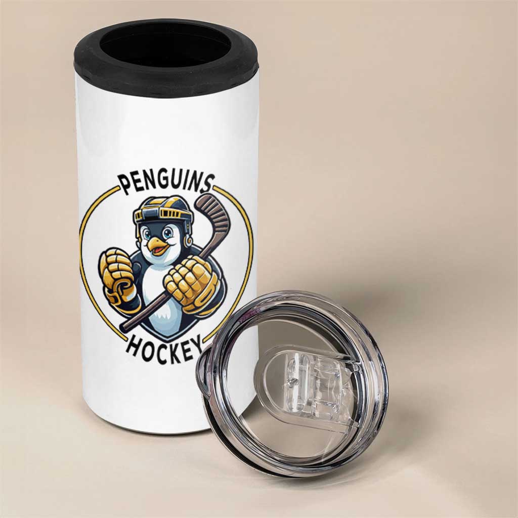 Funny Penguin Hockey Player 4 in 1 Can Cooler Tumbler Gift For Animal Lovers - Wonder Print Shop