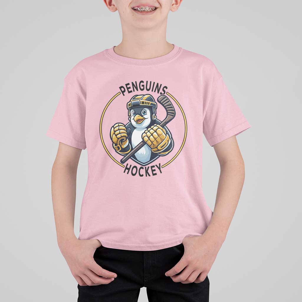 Funny Penguin Hockey Player T Shirt For Kid Gift For Animal Lovers - Wonder Print Shop