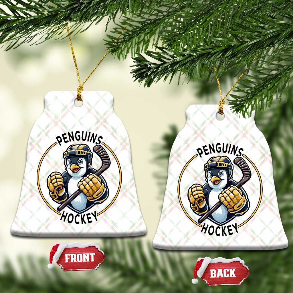 Funny Penguin Hockey Player Ceramic Ornament Gift For Animal Lovers - Wonder Print Shop