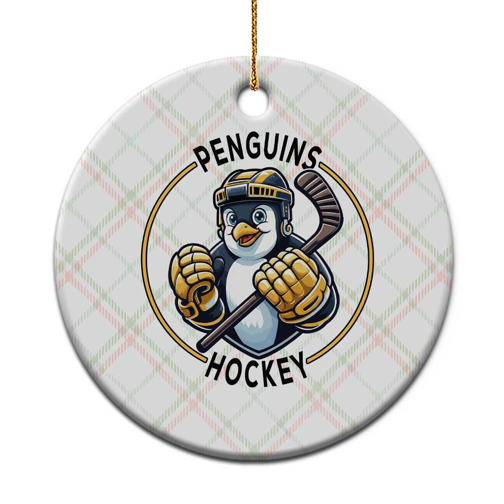 Funny Penguin Hockey Player Ceramic Ornament Gift For Animal Lovers - Wonder Print Shop