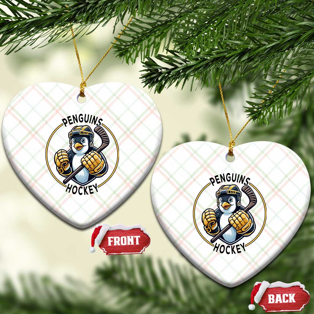 Funny Penguin Hockey Player Ceramic Ornament Gift For Animal Lovers - Wonder Print Shop