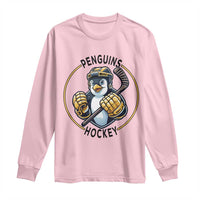 Funny Penguin Hockey Player Long Sleeve Shirt Gift For Animal Lovers - Wonder Print Shop