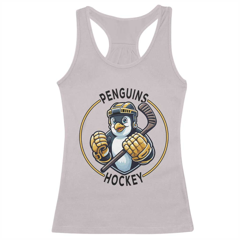 Funny Penguin Hockey Player Racerback Tank Top Gift For Animal Lovers - Wonder Print Shop