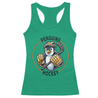 Funny Penguin Hockey Player Racerback Tank Top Gift For Animal Lovers - Wonder Print Shop