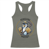 Funny Penguin Hockey Player Racerback Tank Top Gift For Animal Lovers - Wonder Print Shop