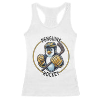 Funny Penguin Hockey Player Racerback Tank Top Gift For Animal Lovers - Wonder Print Shop