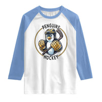 Funny Penguin Hockey Player Raglan Shirt Gift For Animal Lovers - Wonder Print Shop