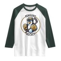Funny Penguin Hockey Player Raglan Shirt Gift For Animal Lovers - Wonder Print Shop