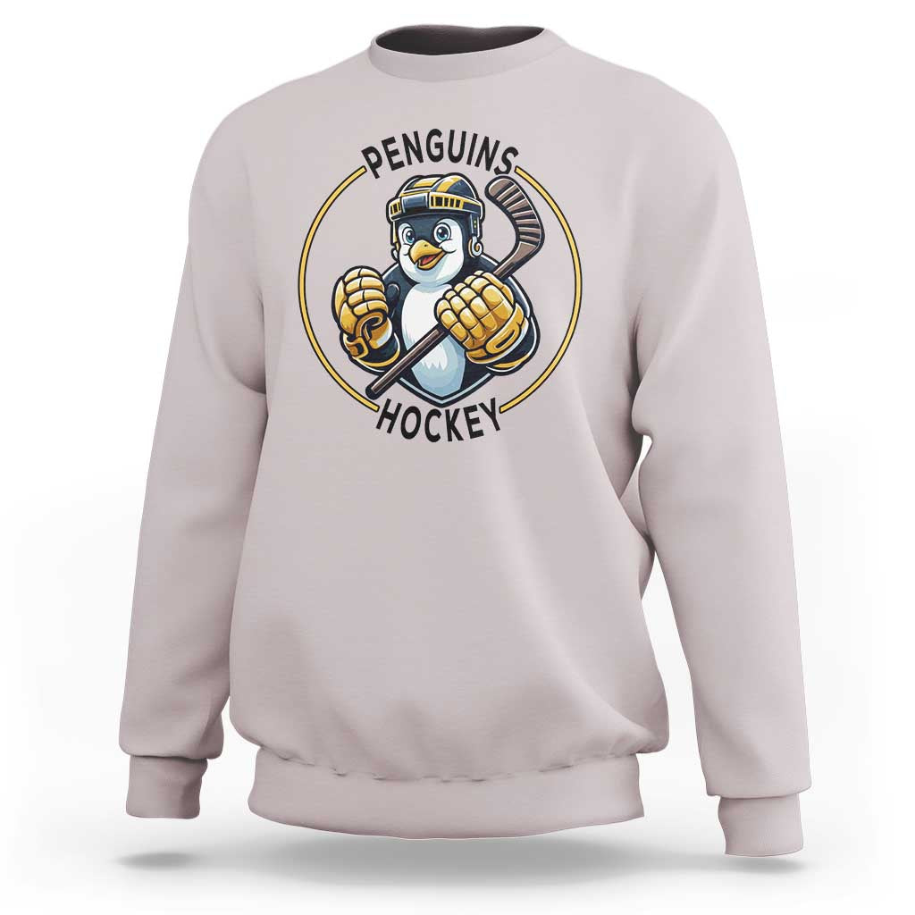 Funny Penguin Hockey Player Sweatshirt Gift For Animal Lovers - Wonder Print Shop