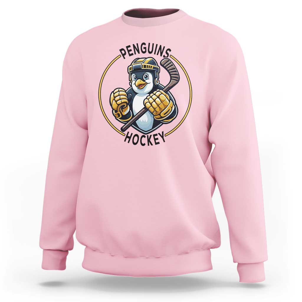 Funny Penguin Hockey Player Sweatshirt Gift For Animal Lovers - Wonder Print Shop