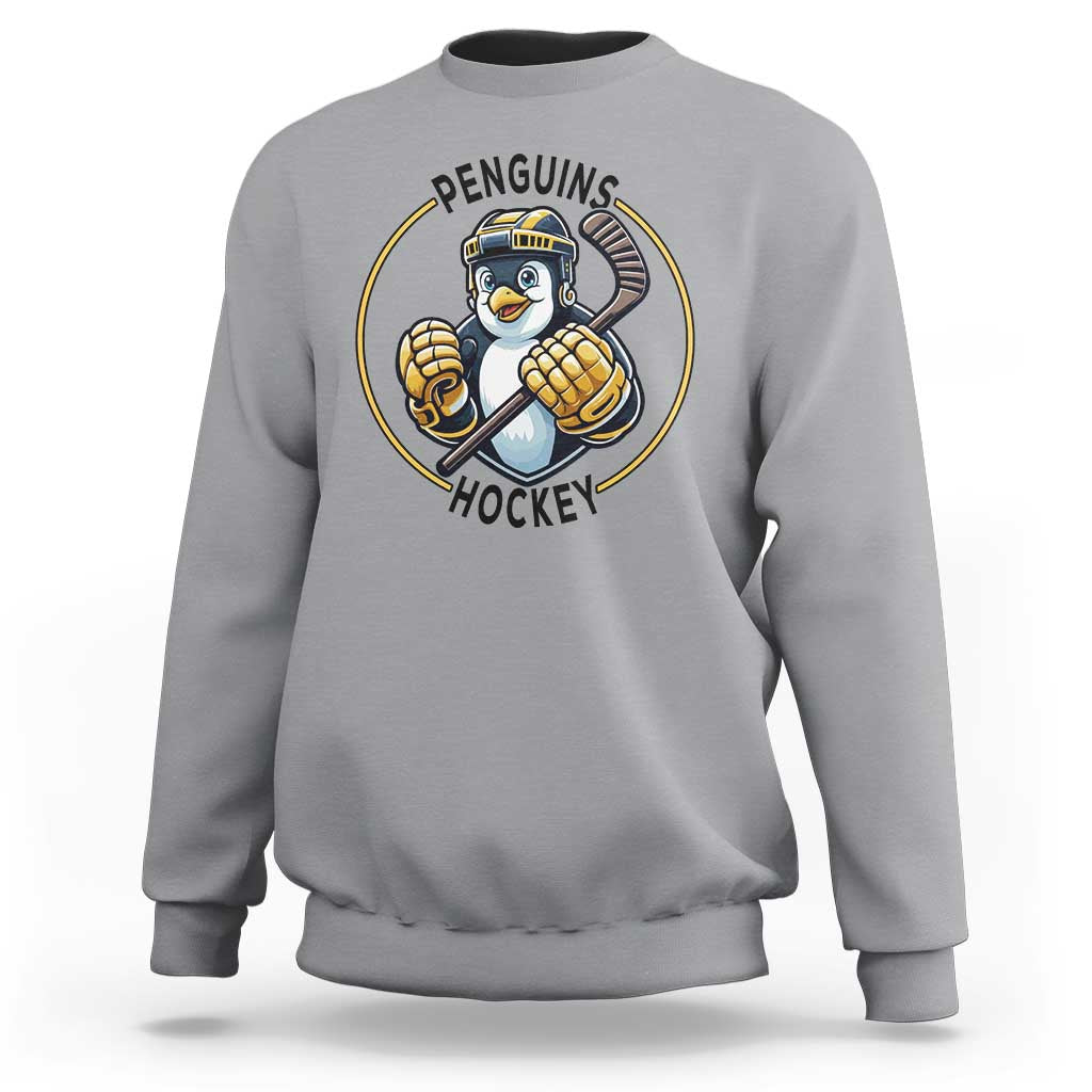 Funny Penguin Hockey Player Sweatshirt Gift For Animal Lovers - Wonder Print Shop
