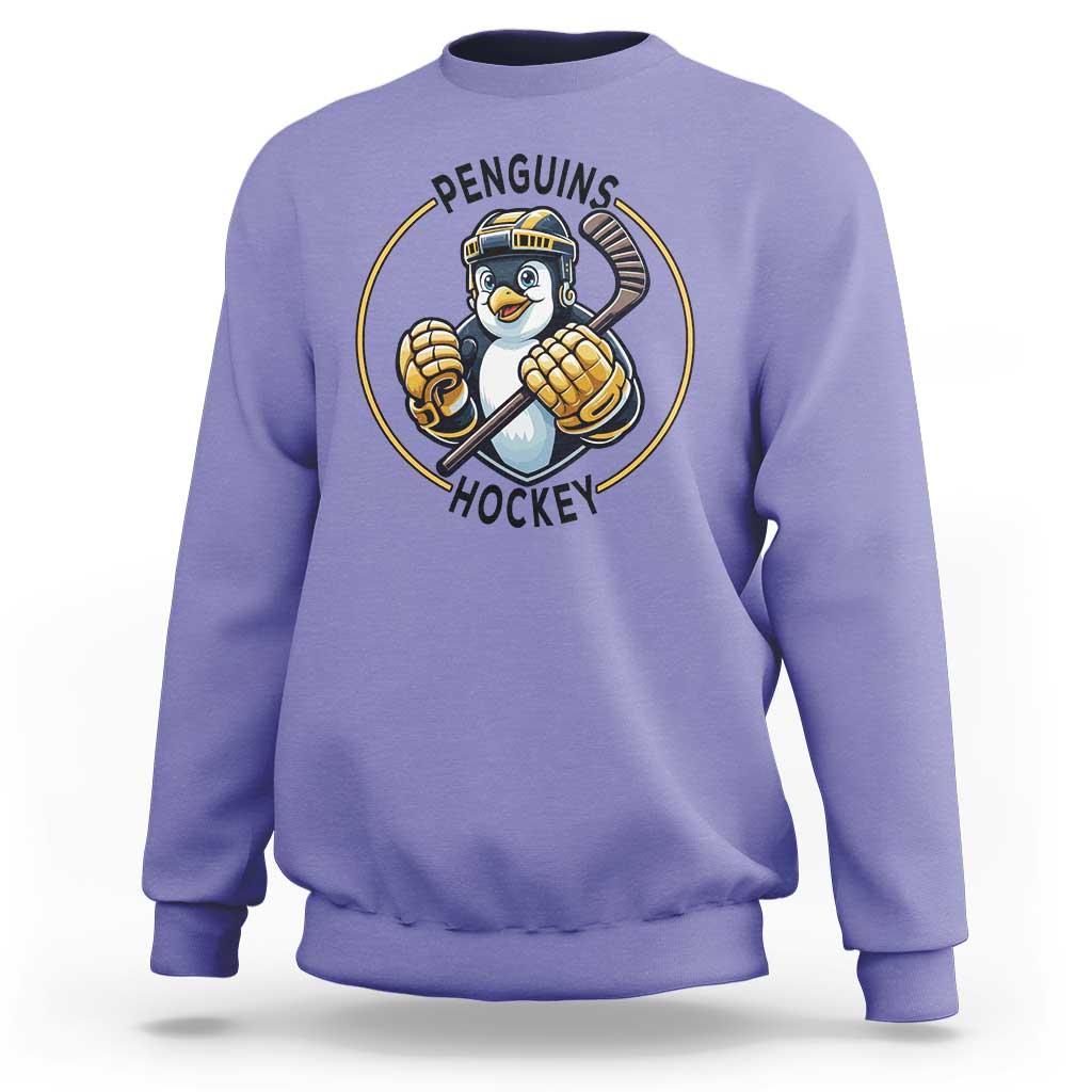 Funny Penguin Hockey Player Sweatshirt Gift For Animal Lovers - Wonder Print Shop
