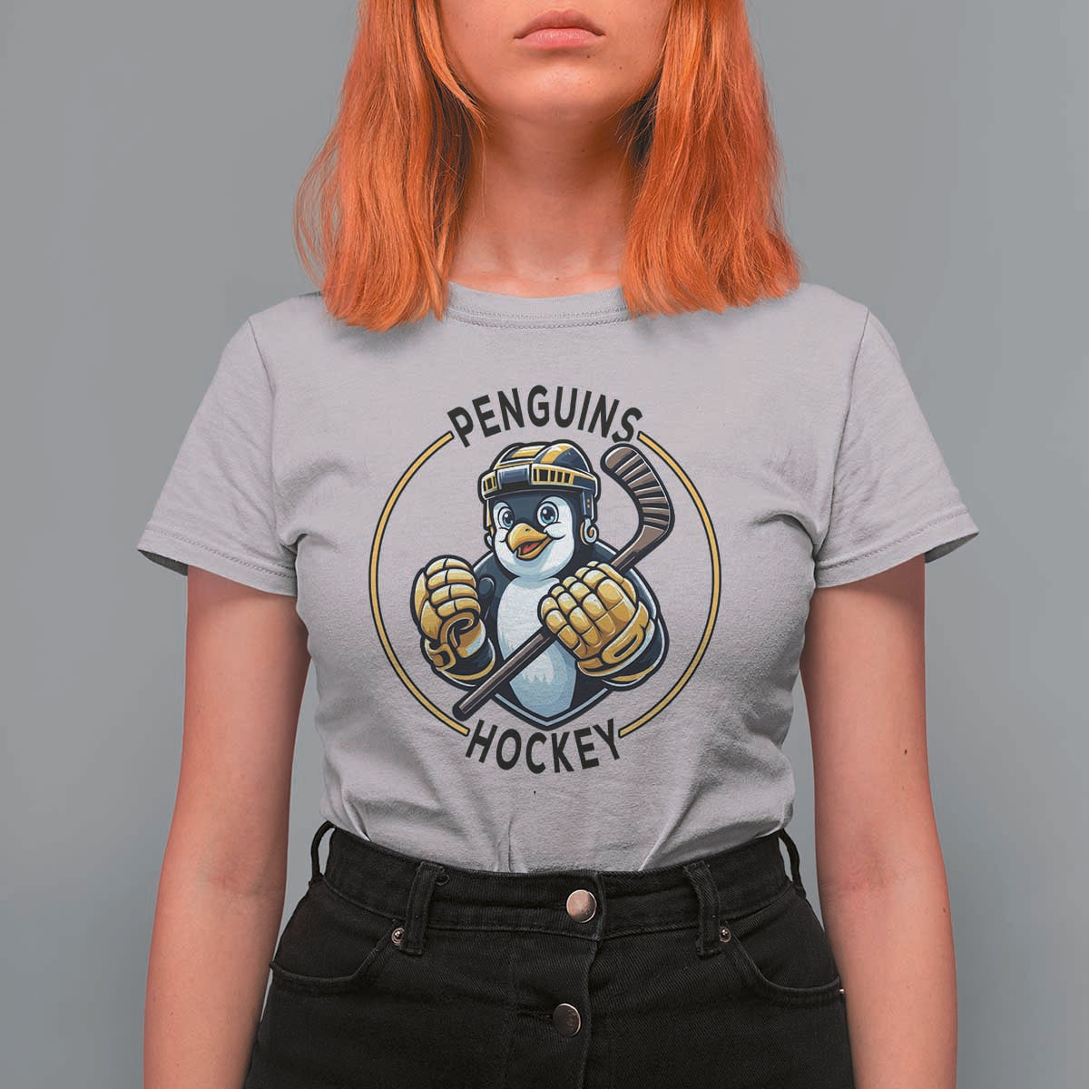 Funny Penguin Hockey Player T Shirt For Women Gift For Animal Lovers - Wonder Print Shop
