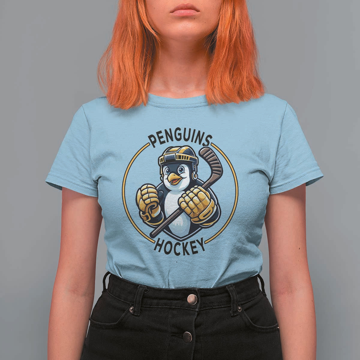 Funny Penguin Hockey Player T Shirt For Women Gift For Animal Lovers - Wonder Print Shop