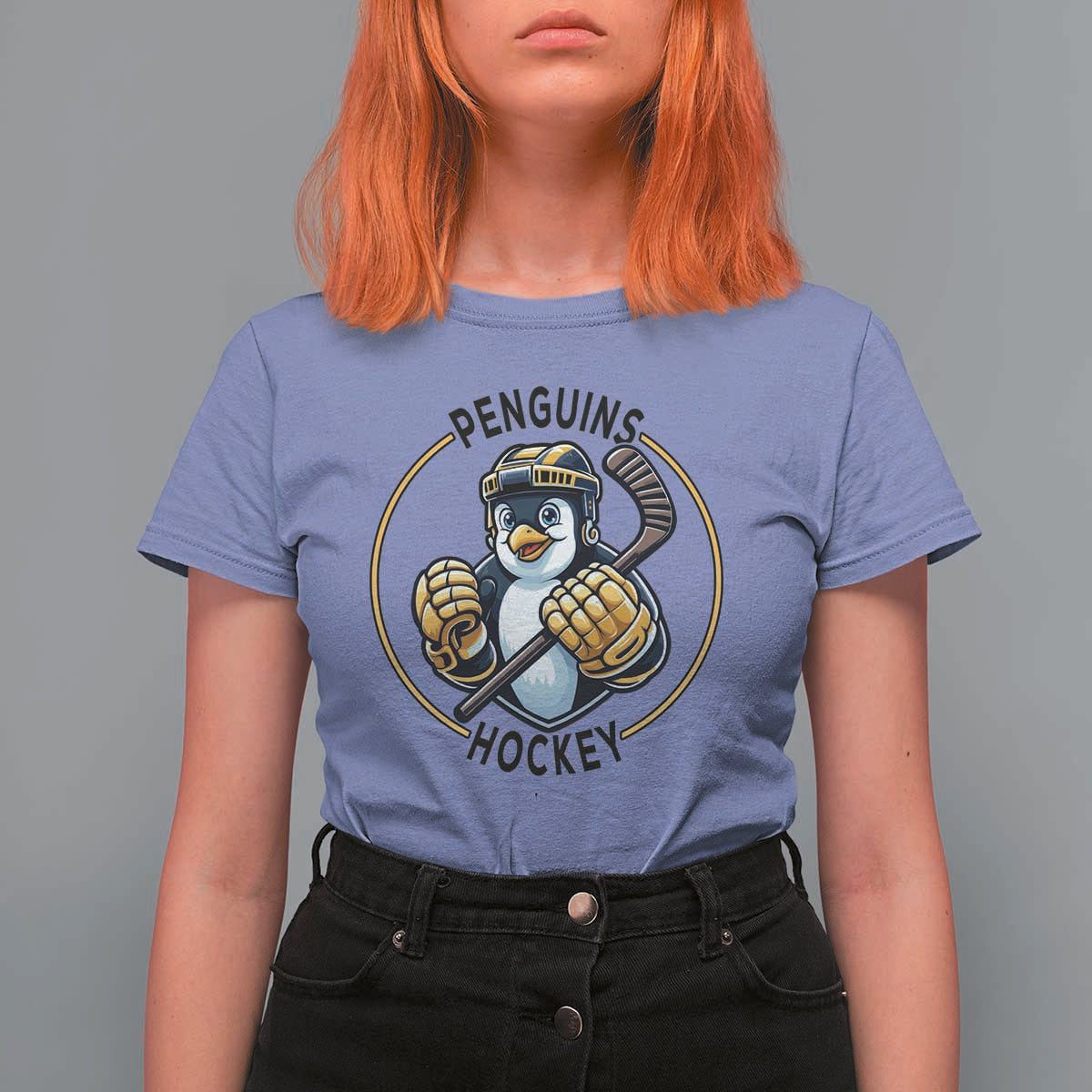 Funny Penguin Hockey Player T Shirt For Women Gift For Animal Lovers - Wonder Print Shop