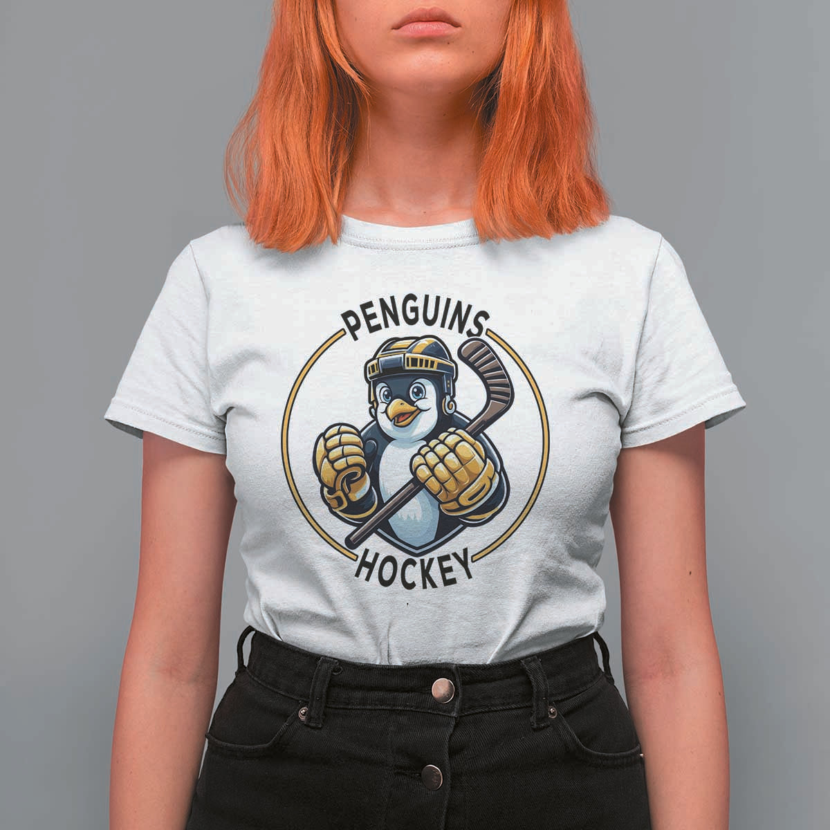 Funny Penguin Hockey Player T Shirt For Women Gift For Animal Lovers - Wonder Print Shop
