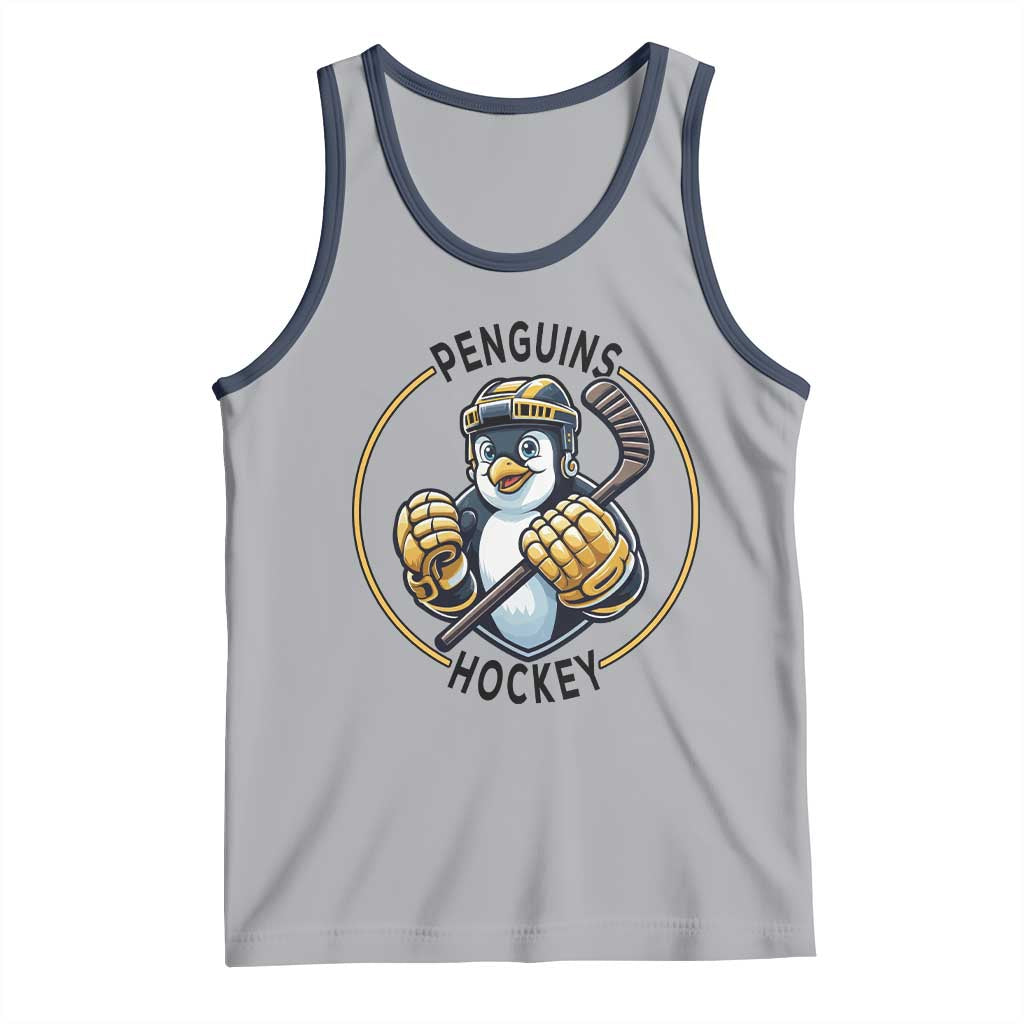 Funny Penguin Hockey Player Tank Top Gift For Animal Lovers - Wonder Print Shop