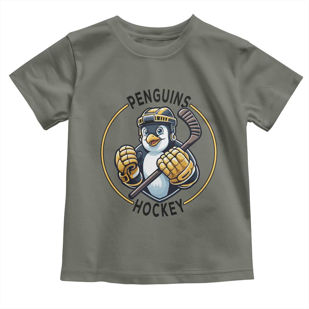 Funny Penguin Hockey Player Toddler T Shirt Gift For Animal Lovers - Wonder Print Shop