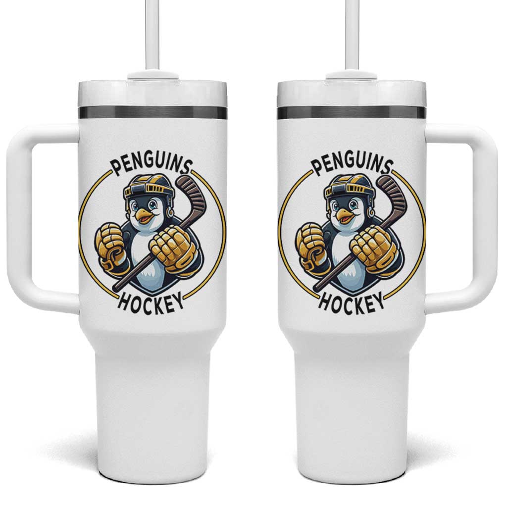 Funny Penguin Hockey Player Tumbler With Handle Gift For Animal Lovers - Wonder Print Shop