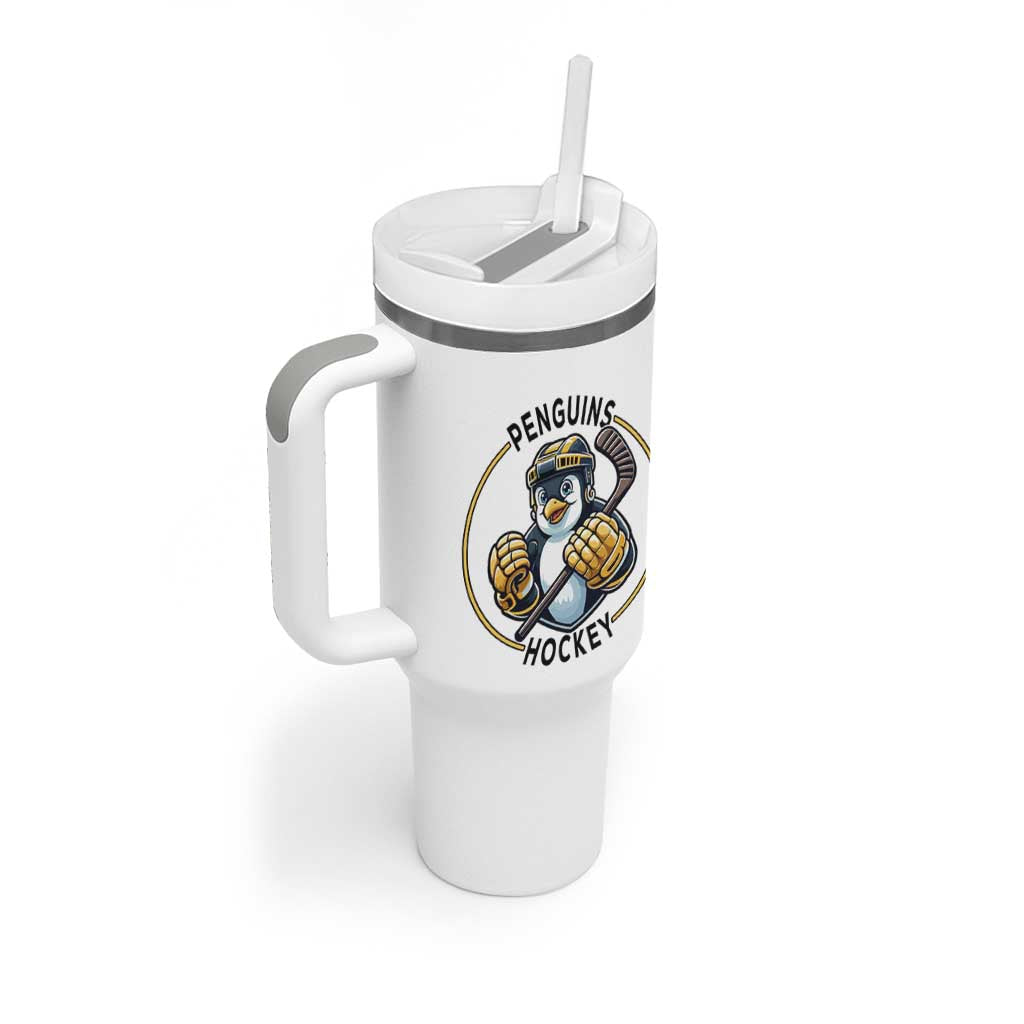 Funny Penguin Hockey Player Tumbler With Handle Gift For Animal Lovers - Wonder Print Shop