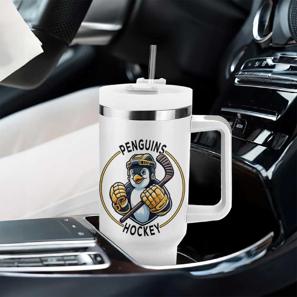 Funny Penguin Hockey Player Tumbler With Handle Gift For Animal Lovers - Wonder Print Shop