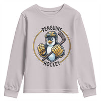 Funny Penguin Hockey Player Youth Sweatshirt Gift For Animal Lovers - Wonder Print Shop