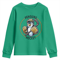 Funny Penguin Hockey Player Youth Sweatshirt Gift For Animal Lovers - Wonder Print Shop