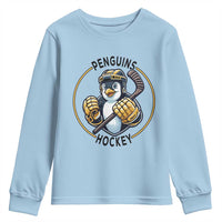 Funny Penguin Hockey Player Youth Sweatshirt Gift For Animal Lovers - Wonder Print Shop