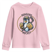 Funny Penguin Hockey Player Youth Sweatshirt Gift For Animal Lovers - Wonder Print Shop