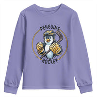 Funny Penguin Hockey Player Youth Sweatshirt Gift For Animal Lovers - Wonder Print Shop