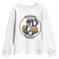 Funny Penguin Hockey Player Youth Sweatshirt Gift For Animal Lovers - Wonder Print Shop