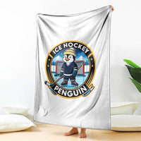 Funny Penguin Hockey Player Throw Blanket Sports Fan Gift - Wonder Print Shop