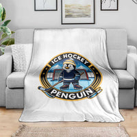 Funny Penguin Hockey Player Throw Blanket Sports Fan Gift - Wonder Print Shop