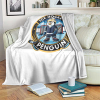 Funny Penguin Hockey Player Throw Blanket Sports Fan Gift - Wonder Print Shop