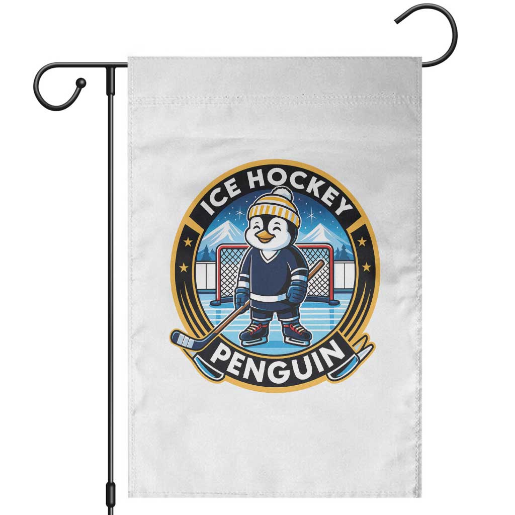 Funny Penguin Hockey Player Garden Flag Sports Fan Gift - Wonder Print Shop