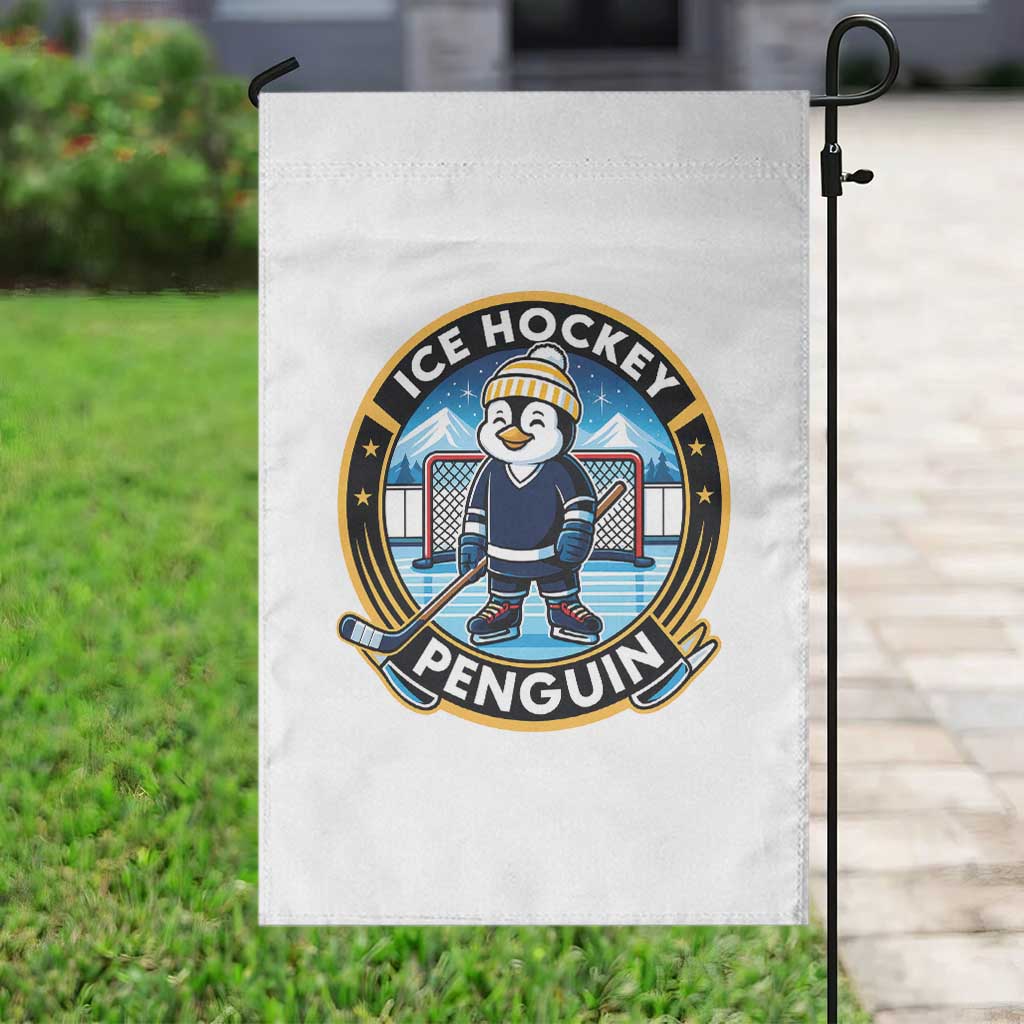 Funny Penguin Hockey Player Garden Flag Sports Fan Gift - Wonder Print Shop