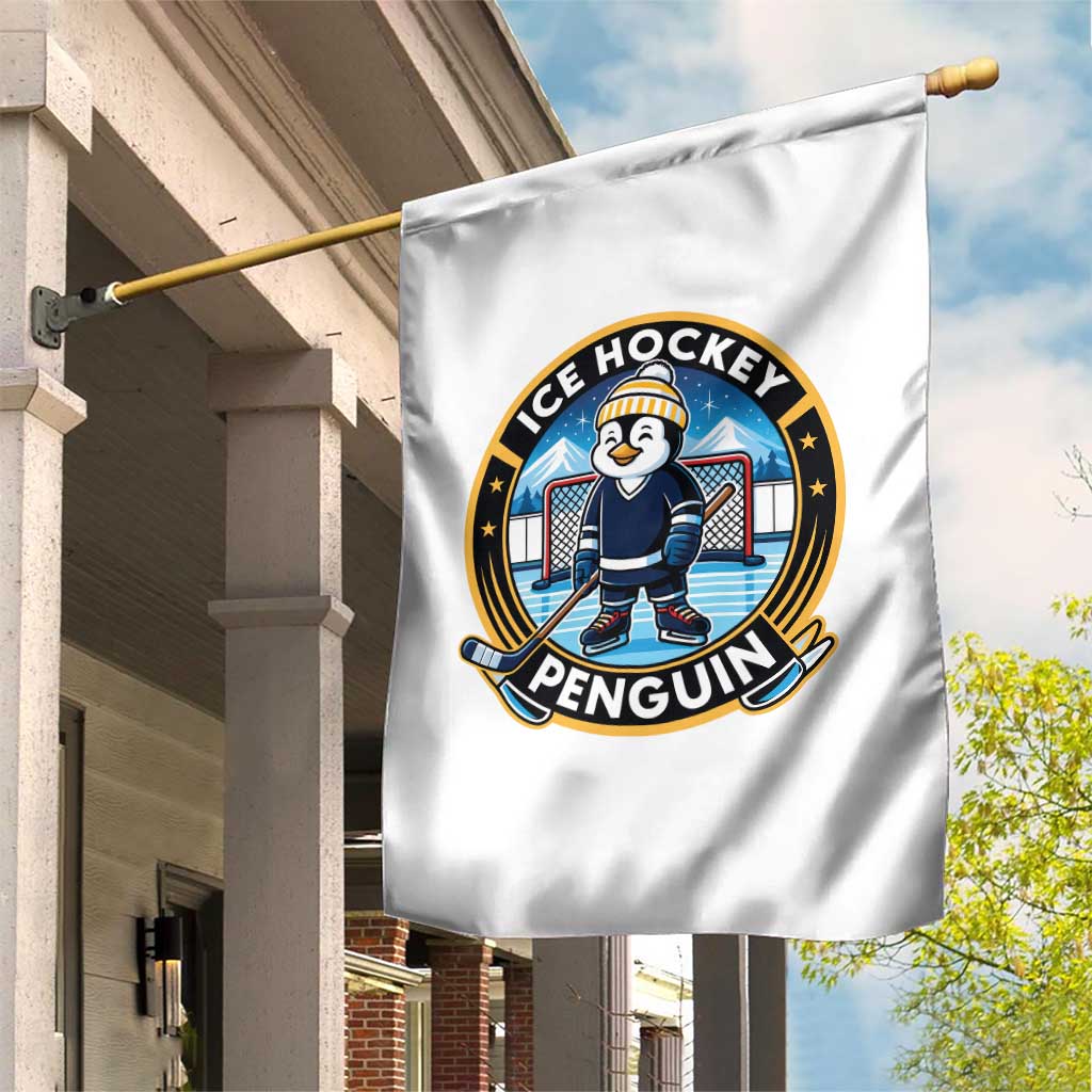 Funny Penguin Hockey Player Garden Flag Sports Fan Gift - Wonder Print Shop