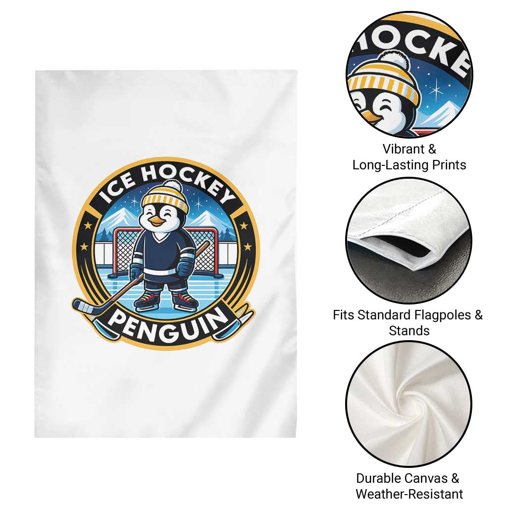 Funny Penguin Hockey Player Garden Flag Sports Fan Gift - Wonder Print Shop