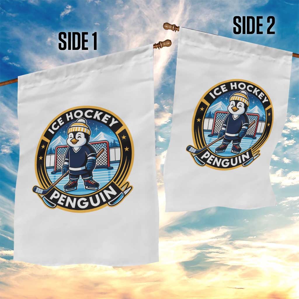 Funny Penguin Hockey Player Garden Flag Sports Fan Gift - Wonder Print Shop