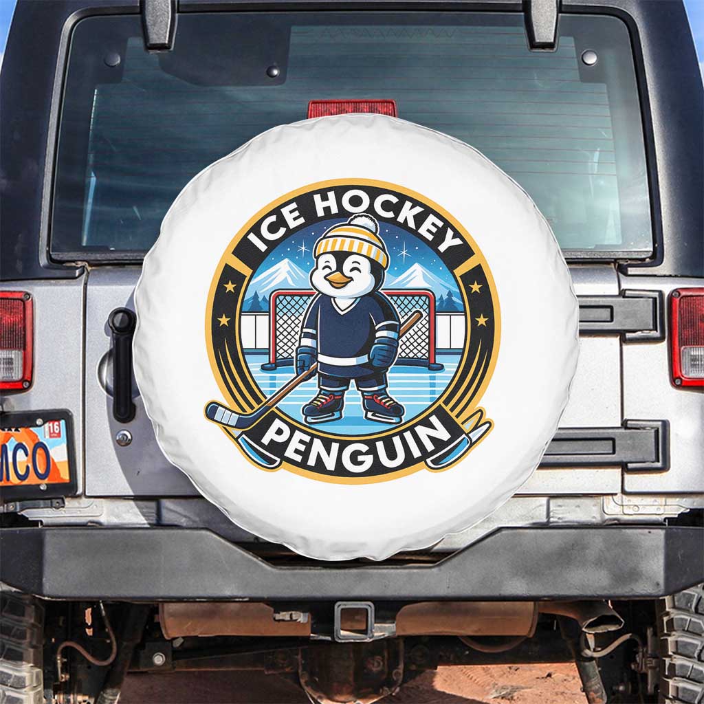 Funny Penguin Hockey Player Spare Tire Cover Sports Fan Gift - Wonder Print Shop