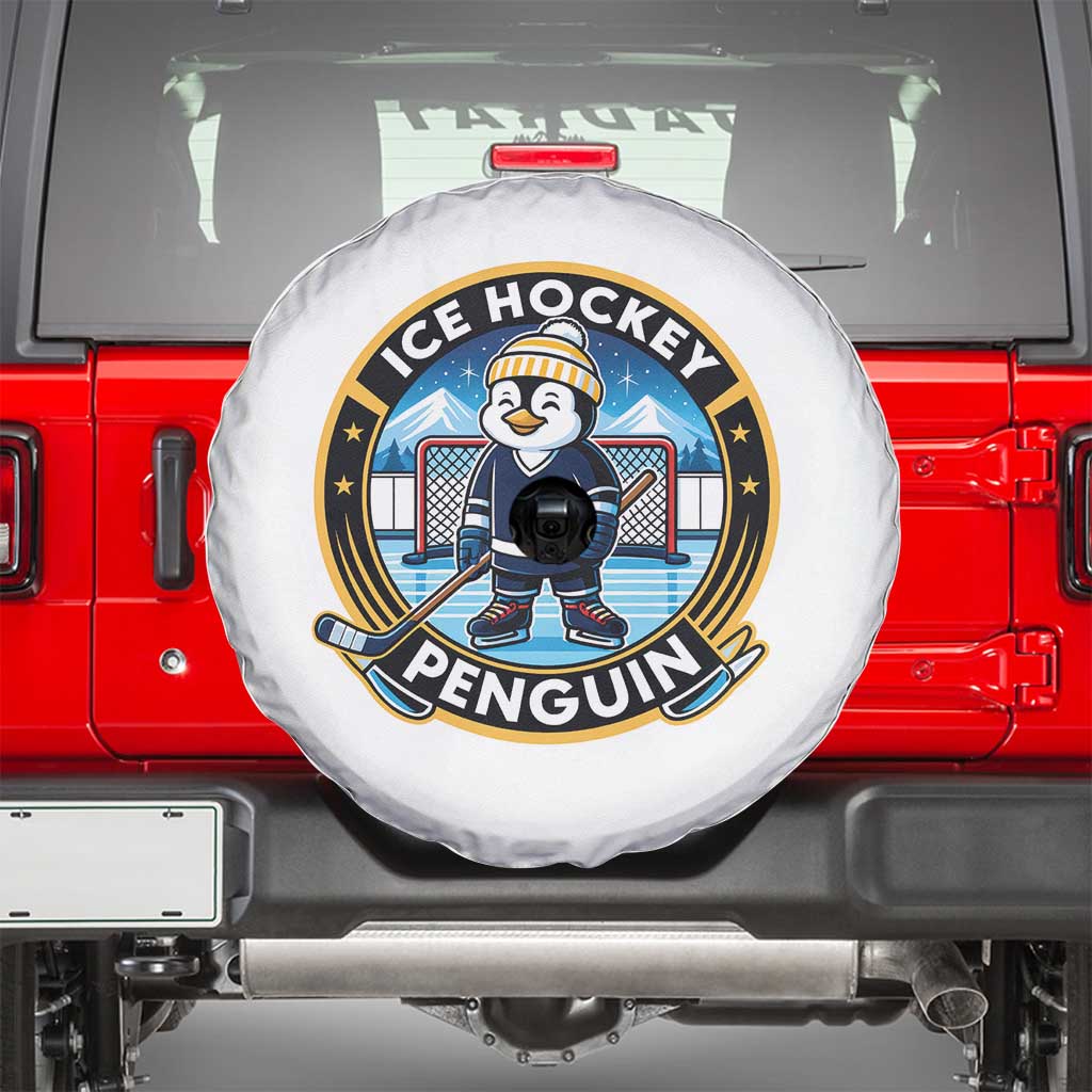 Funny Penguin Hockey Player Spare Tire Cover Sports Fan Gift - Wonder Print Shop