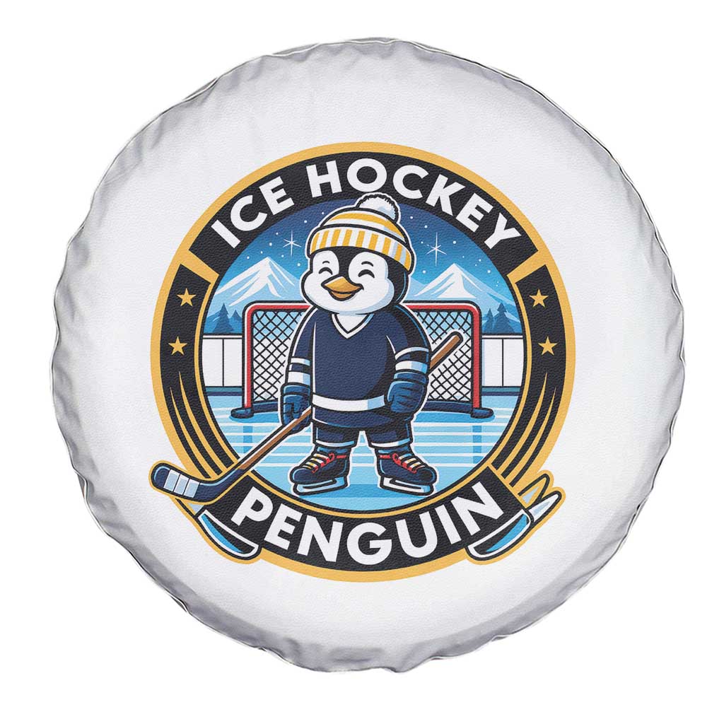 Funny Penguin Hockey Player Spare Tire Cover Sports Fan Gift - Wonder Print Shop