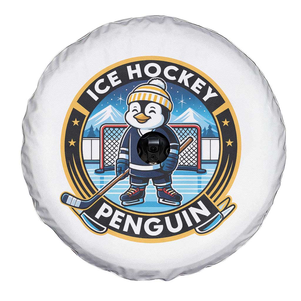 Funny Penguin Hockey Player Spare Tire Cover Sports Fan Gift - Wonder Print Shop
